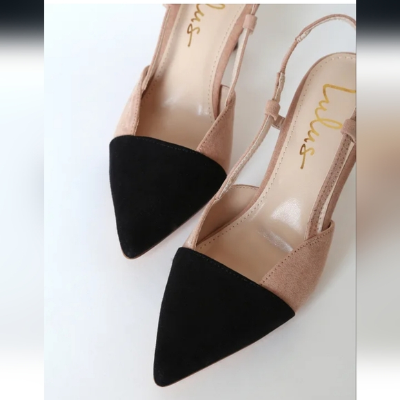 Lulus black and tan sling back heels - Picture 3 of 6